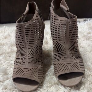 Vince Camuto Taupe Cutout Block Heel Sandals